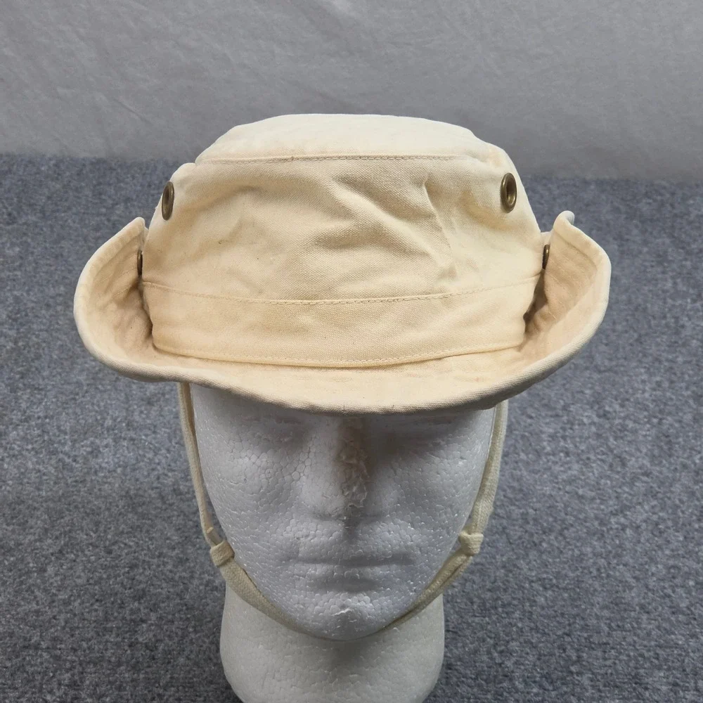 Vintage Tilley Boonie Hat Cream Canvas Snap Up 7 3/8 Brim Safari Sun Bucket Hat